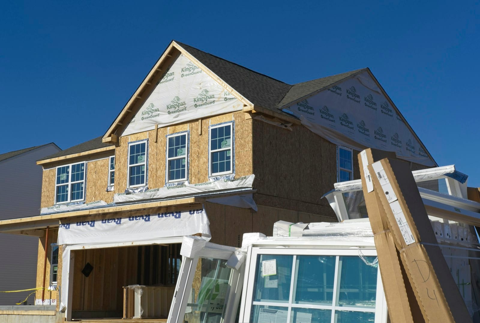 A two story house under construction